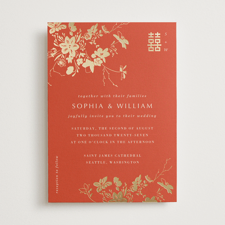 "Abstract Flora" - Wedding Invitations in Lava by Stellax Creative - Front