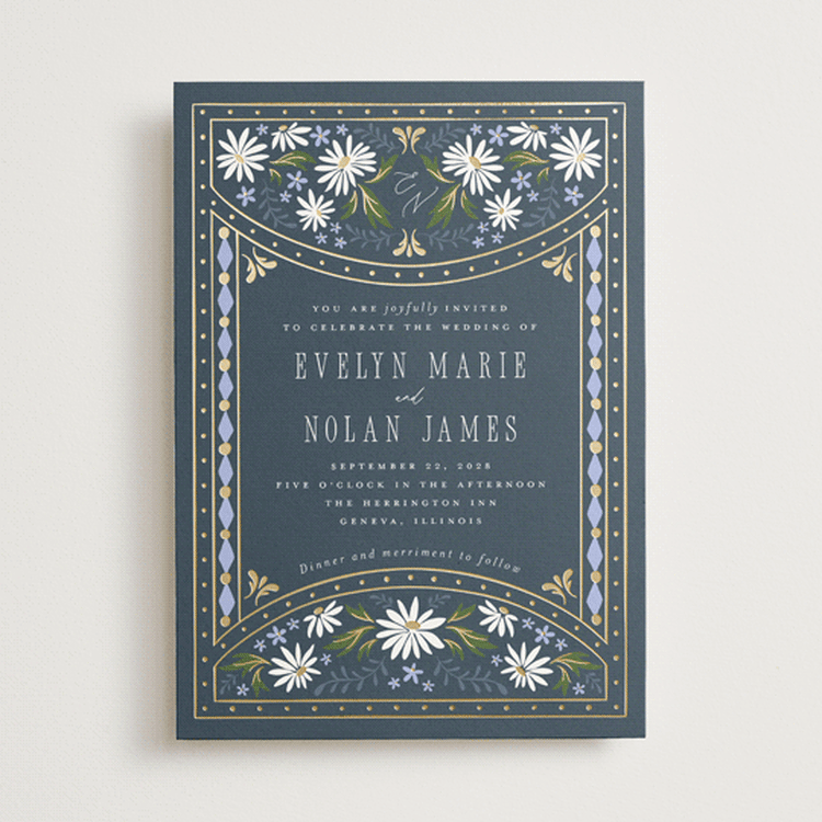 "Sadie" - Wedding Invitations in Periwinkle by Erin German - Front
