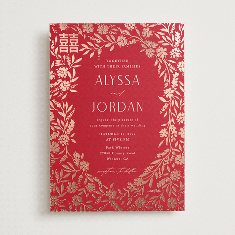 "Garden Vines" - Wedding Invitations in Ruby by Yaling Hou Suzuki - Front