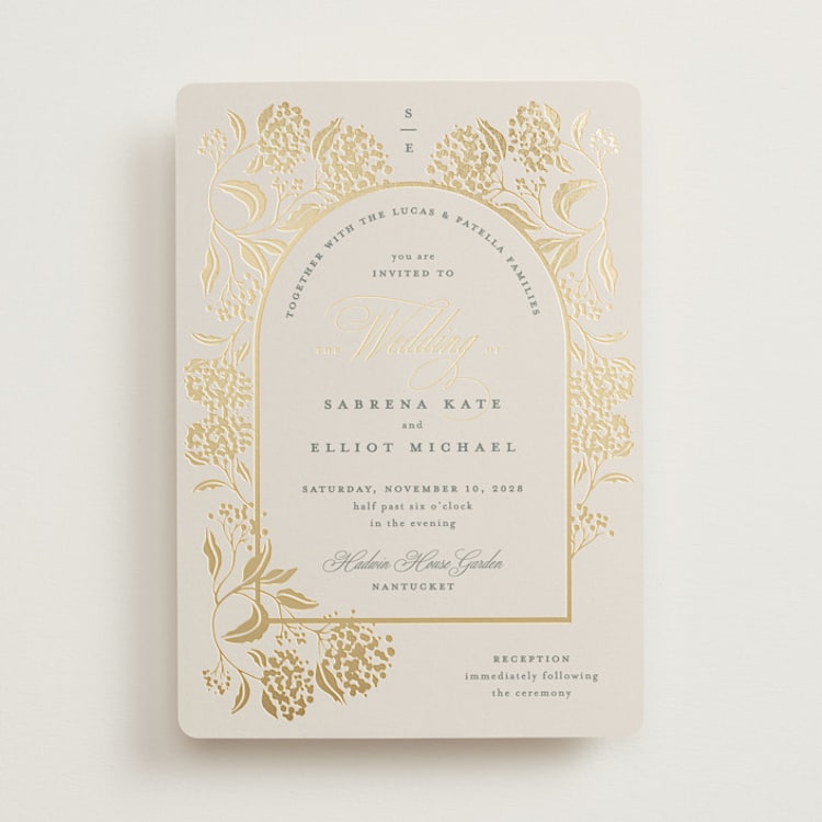 "Shimmering Hydrangeas" - Wedding Invitations in Tea Time by Susan Zinader - Front