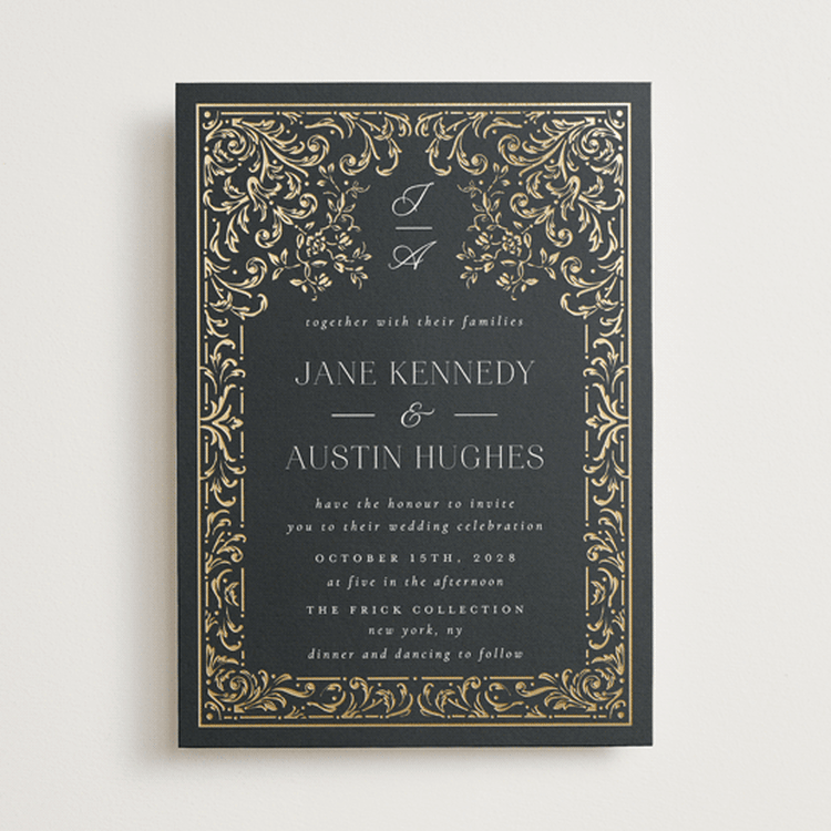 "Regency Grace" - Wedding Invitations in Onyx by Ana de Sousa - Front