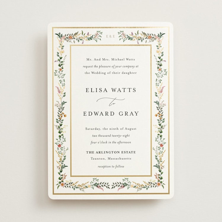 "Blooming Vine" - Wedding Invitations in Blush by Susan Moyal - Front