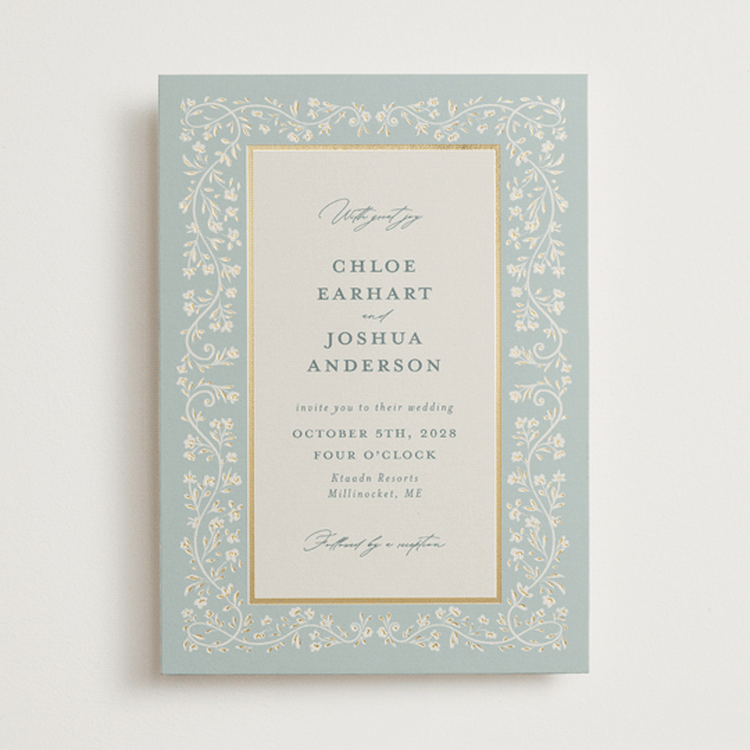 "Floral Romance" - Wedding Invitations in Something Blue by Gwen Bedat - Front