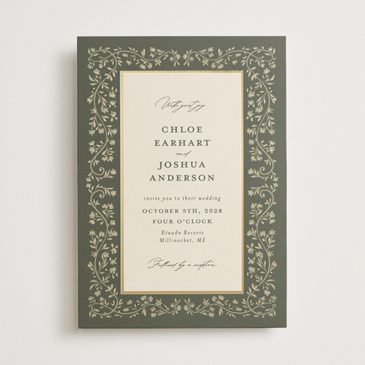 "Floral Romance" - Wedding Invitations in Sage by Gwen Bedat - Front