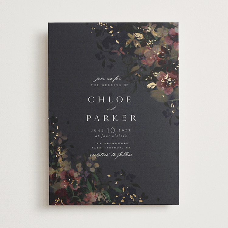 "Vintage Rose Garden" - Wedding Invitations in Midnight by Grace Kreinbrink - Front