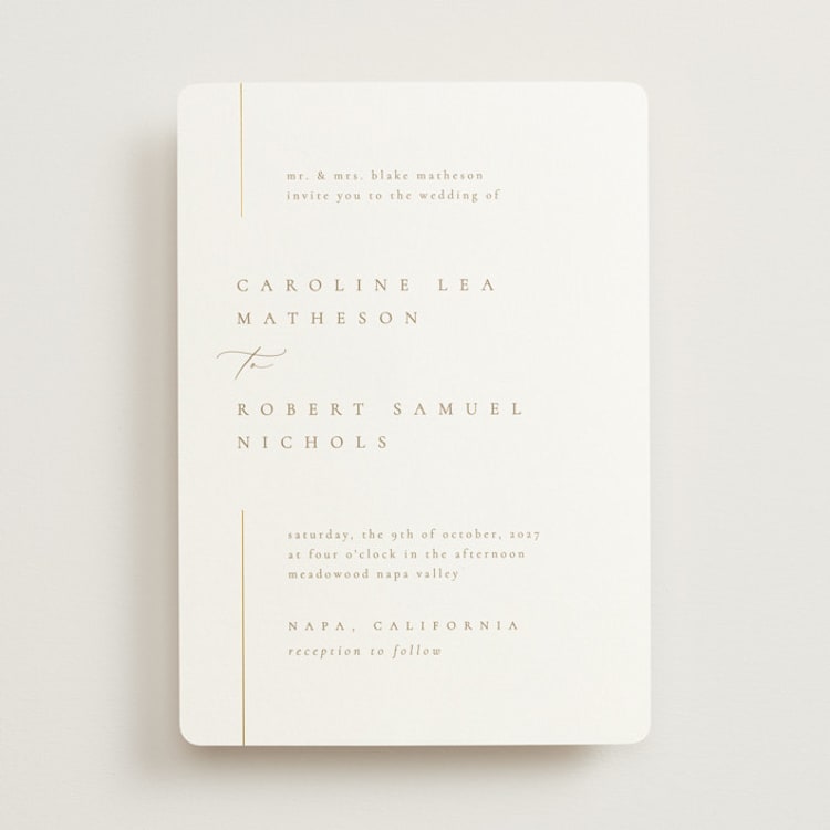 "London" - Wedding Invitations in Brass by Kelly Schmidt - Front