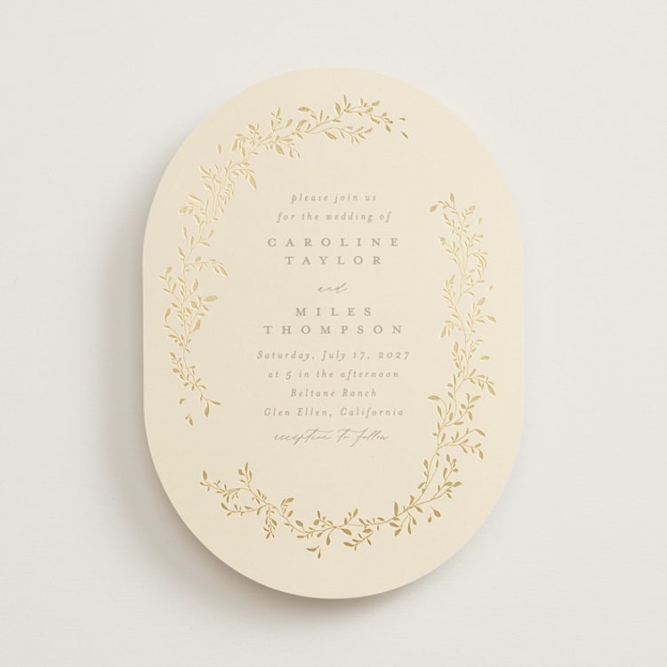 "Leafy Garland" - Wedding Invitations in Sand by Creo Study - Front