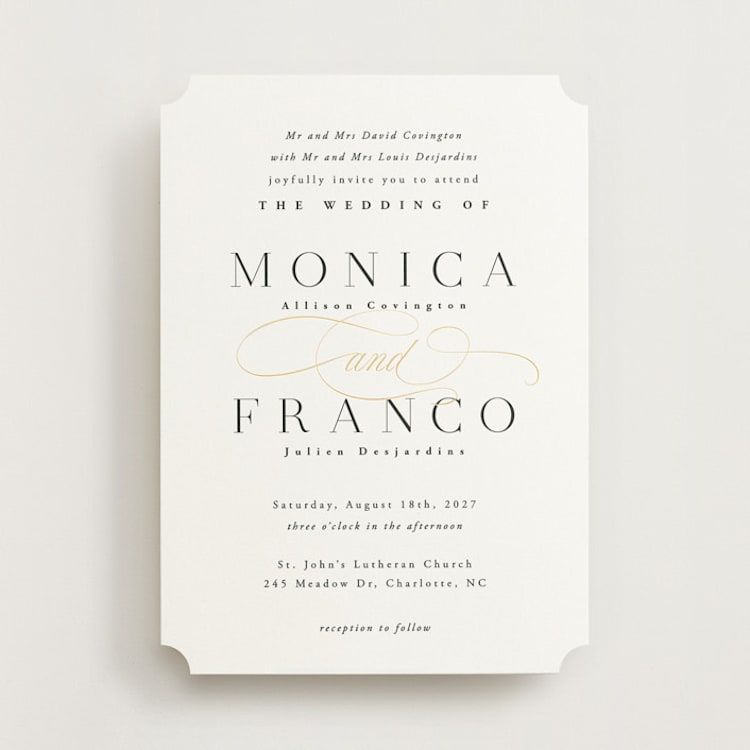 "And Centered" - Wedding Invitations in Cloud by Hooray Creative - Front