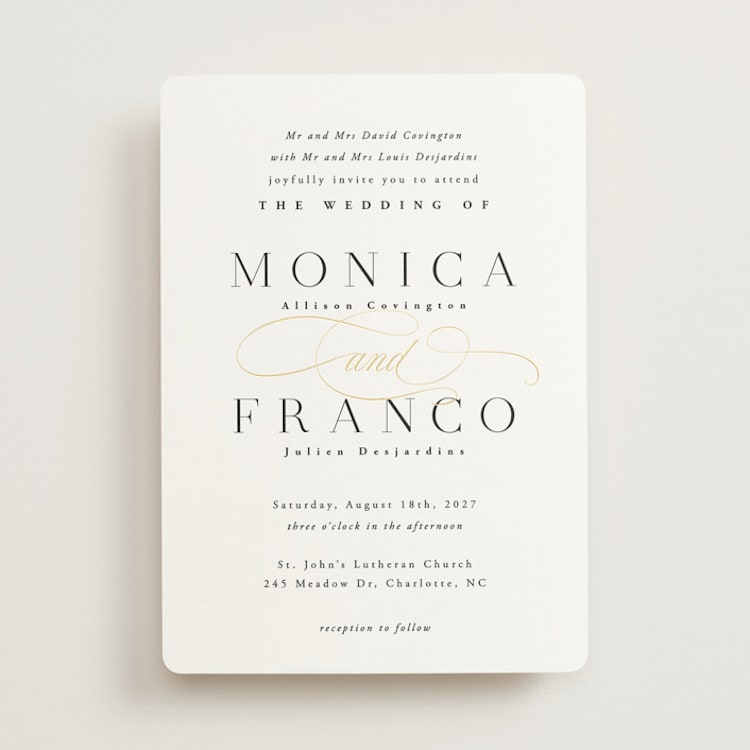 "And Centered" - Wedding Invitations in Cloud by Hooray Creative - Front