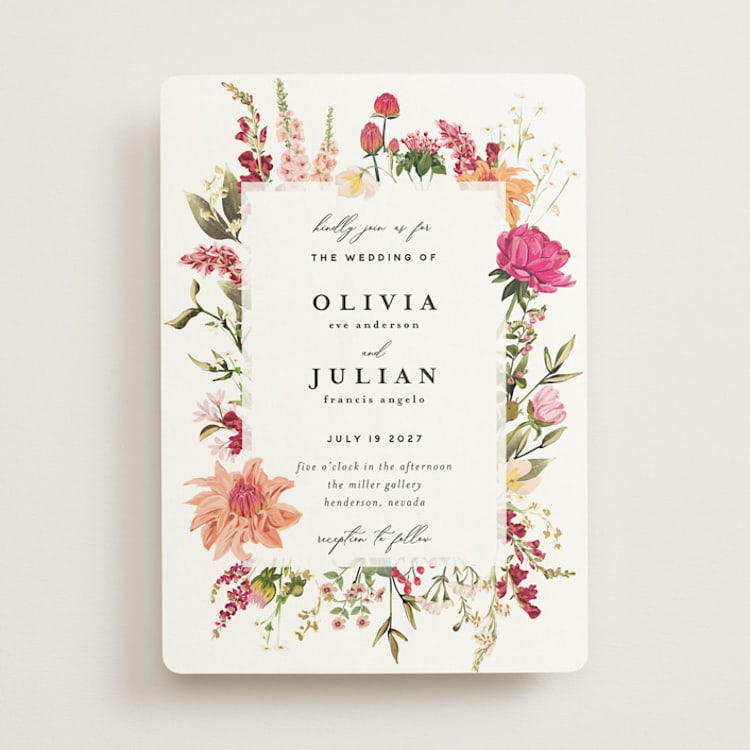 "Lush" - Wedding Invitations in Magenta by Susan Moyal - Front