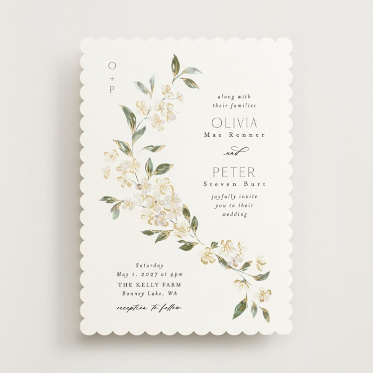 "Sweeping Vine" - Wedding Invitations in Porcelain by Itsy Belle Studio - Front