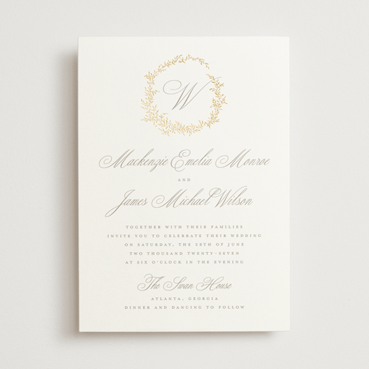 "Romantic Wreath" - Wedding Invitations in Chantilly by Wildfield Paper Co - Front