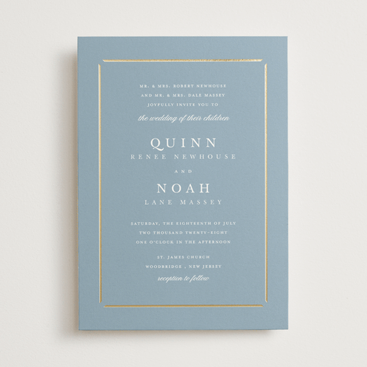 "Elegant bevel" - Wedding Invitations in Dusty Blue by Stacey Meacham - Front