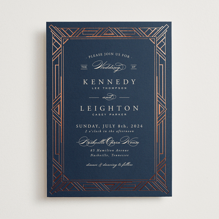 "Opulent Border" - Wedding Invitations in Dark Navy by Hooray Creative - Front