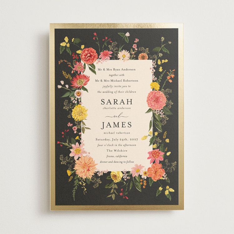 "Enchanting" - Wedding Invitations in Mimosa by Susan Moyal - Front