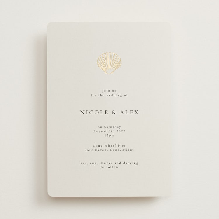 "Simple Seashell" - Wedding Invitations in Sand by Hannah Bowman - Front