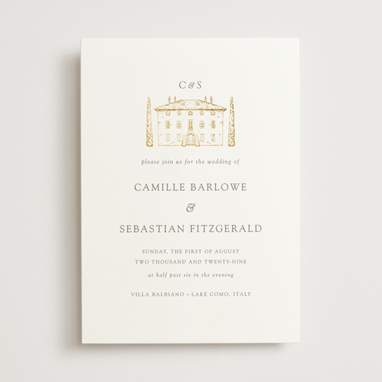 "Villa Balbiano" - Wedding Invitations in Graphite by Melinda Denison - Front
