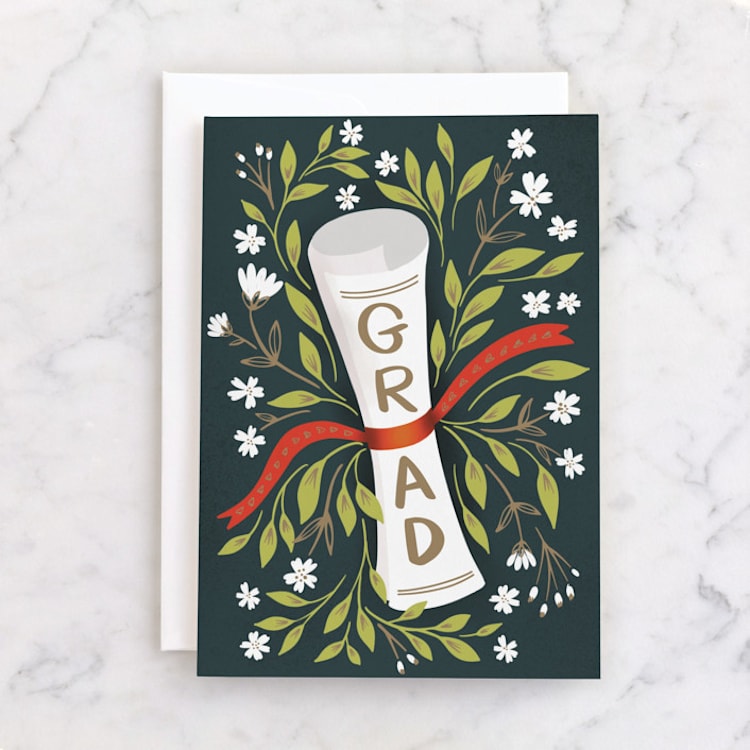 "Grad Diploma" - Single Greeting Cards in Spruce by Ana Sharpe - Front