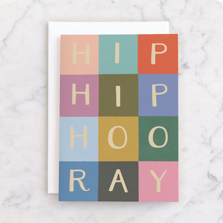"Hip Hip Hooray" - Single Greeting Cards in Gumdrop by Karidy Walker - Front
