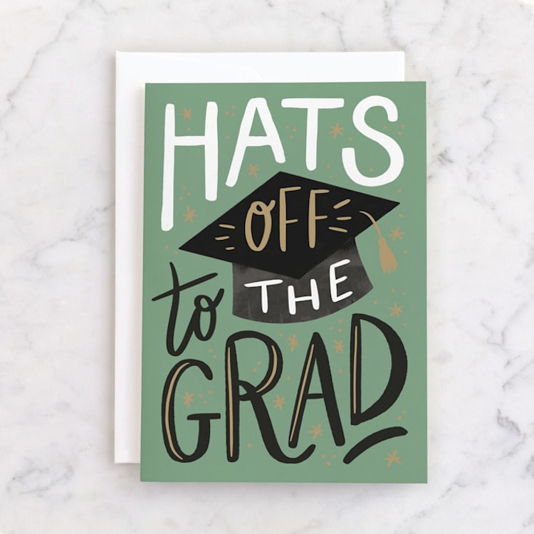 "Hats off Toss" - Single Greeting Cards in Sage by Alethea and Ruth - Front