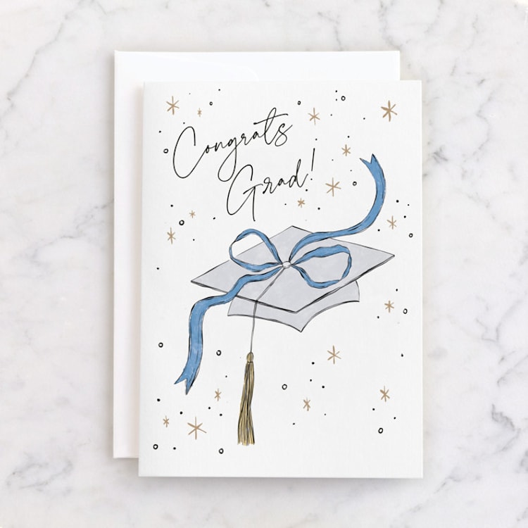 "Bow Grad" - Single Greeting Cards in Diamond by Pixel and Hank - Front
