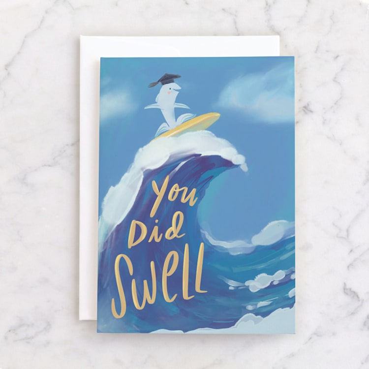 "Swell" - Single Greeting Cards in Ocean by Lori Wemple - Front
