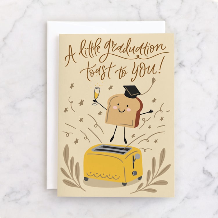 "Pop the Toast!" - Single Greeting Cards in Butter by Yuliya Evseeva - Front