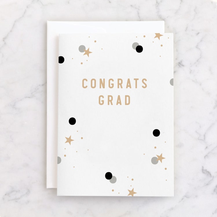 "Congrats Grad Confetti" - Single Greeting Cards in Cotton by Pixel and Hank - Front