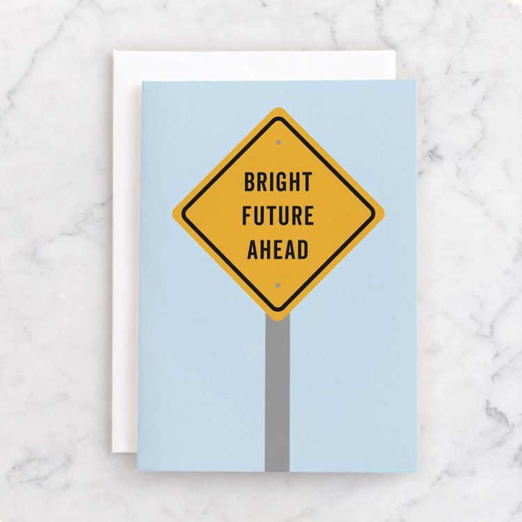"Bright Future Ahead" - Single Greeting Cards in Frost by Sarah Cohn - Front