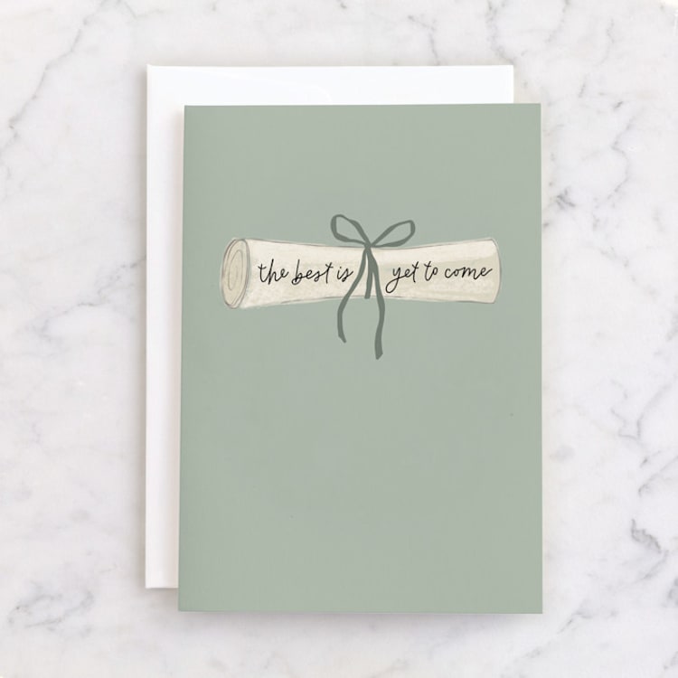 "the best is yet to come" - Single Greeting Cards in Sage by Sarah Kramper - Front