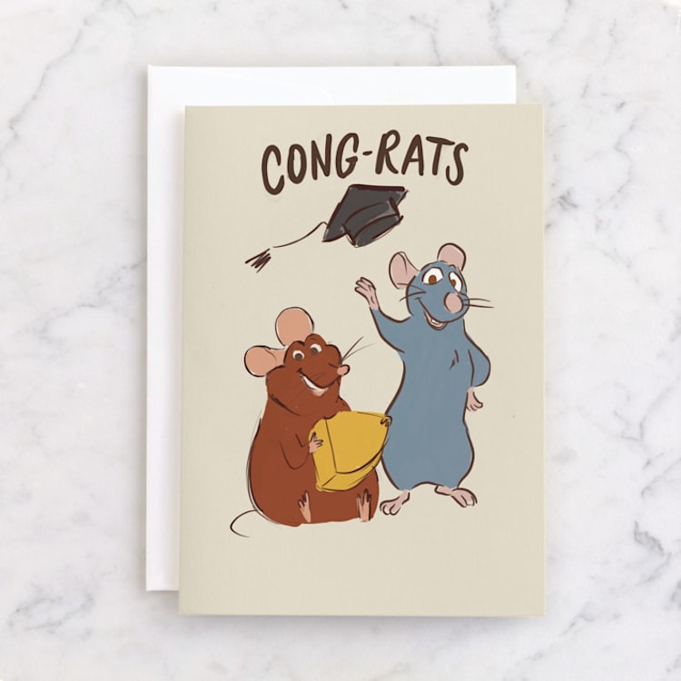 "Disney And Pixar's Cong-Rats" - Single Greeting Cards in Buttercream by Lori Wemple - Front