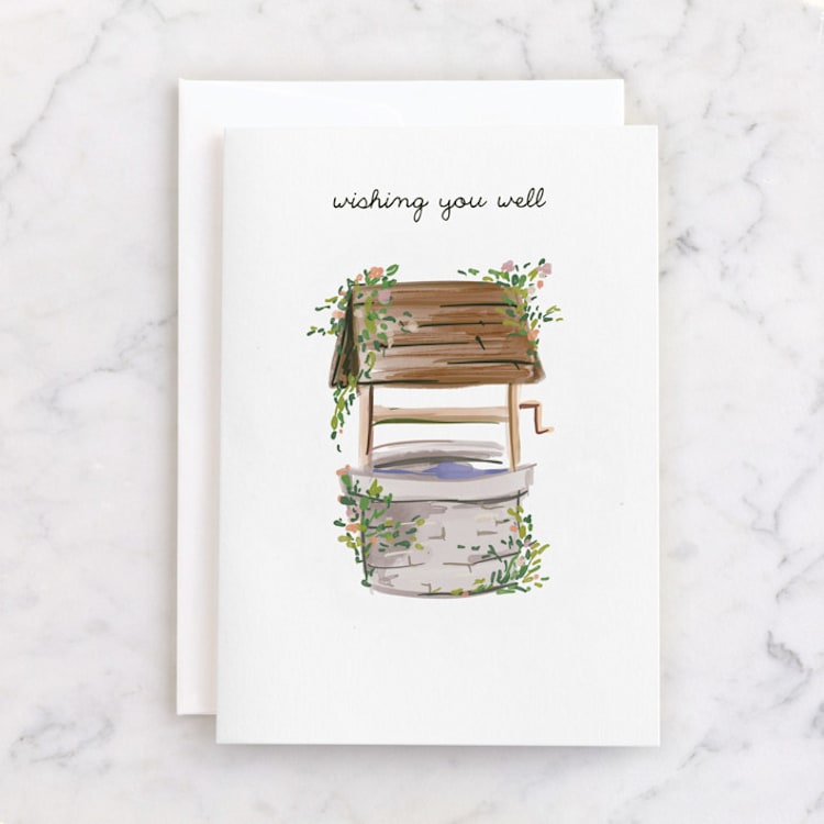 "wishing well" - Single Greeting Cards in Powder by Lori Wemple - Front