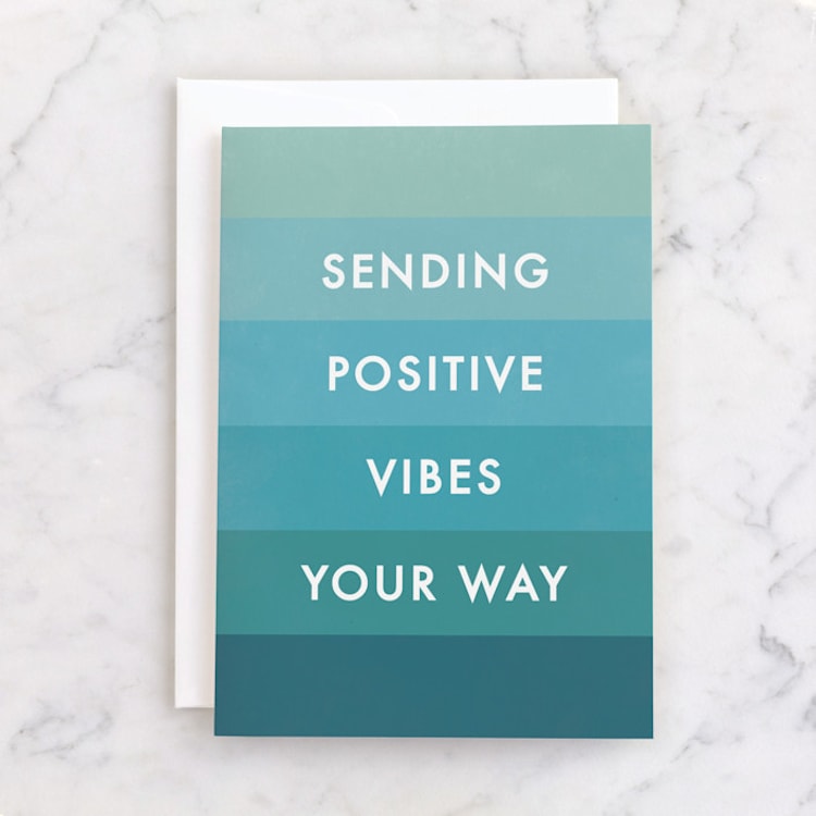 "positive vibes" - Single Greeting Cards in Aquamarine by Karidy Walker - Front