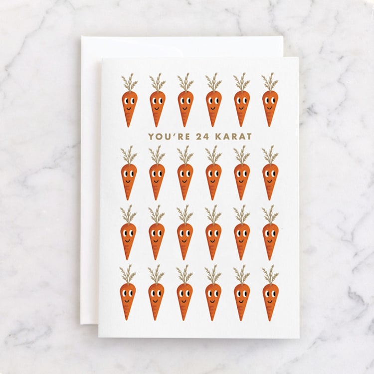 "You're Pure Gold" - Single Greeting Cards in Carrot by mo kelley - Front