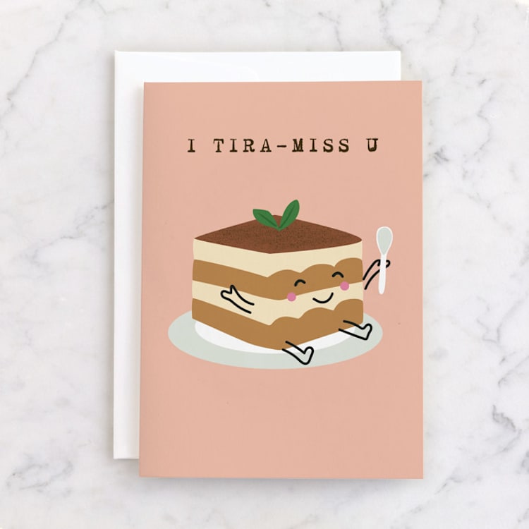 "Tiramisu" - Single Greeting Cards in Peach by Jennifer Lew - Front