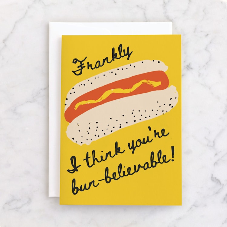 "Frankly" - Single Greeting Cards in Mustard by Inkblot Design - Front