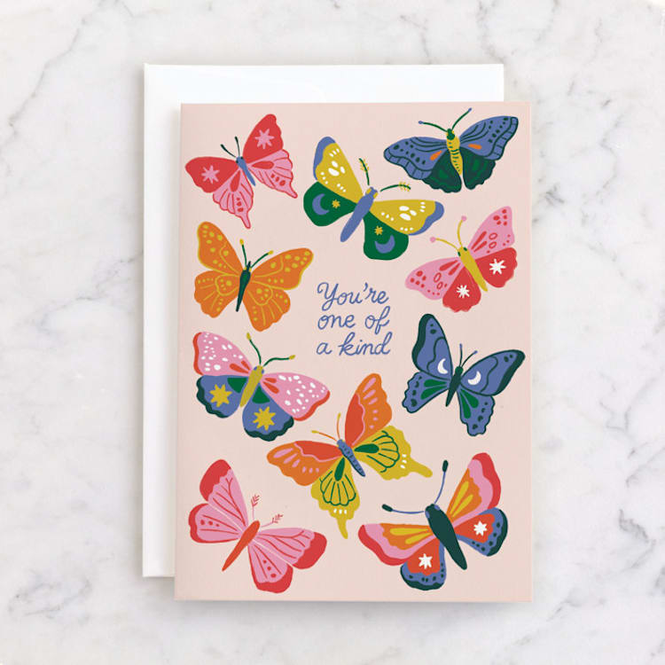 "One of a kind" - Single Greeting Cards in Azalea by Mary Fotheringham - Front