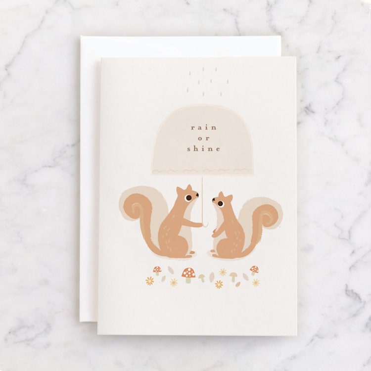 "Rain Or Shine..." - Single Greeting Cards in Ecru by Angela Thompson - Front