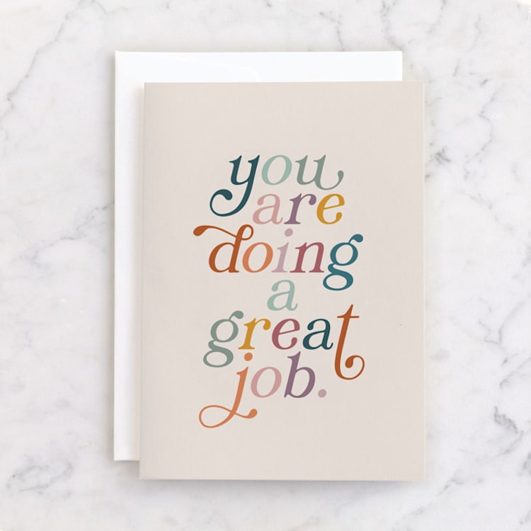 "Doing a great job" - Single Greeting Cards in Ivory by TateMadeModern - Front