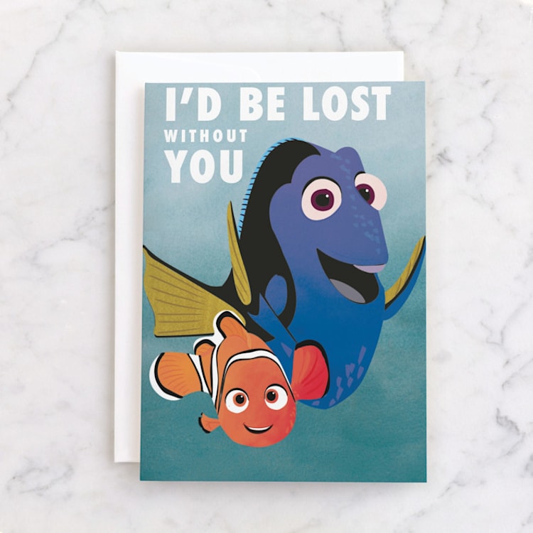 "Disney and Pixar's Nemo and Dory" - Single Greeting Cards in Peacock by Teju Reval - Front
