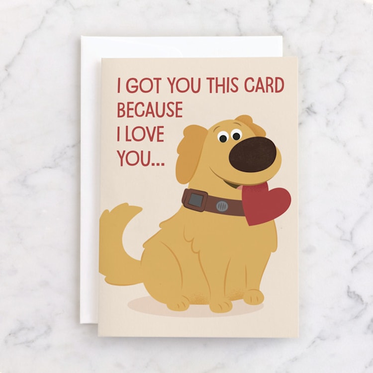 "Disney and Pixar's Dug Loves You" - Single Greeting Cards in Honey by Kacey Kendrick Wagner - Front