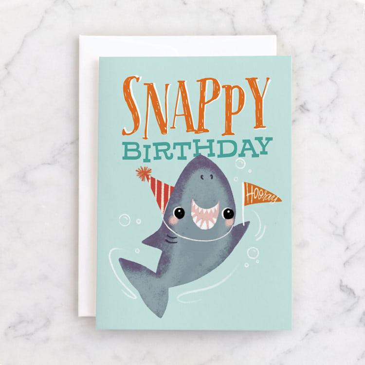 "Snappy Birthday" - Single Greeting Cards in Aqua by Itsy Belle Studio - Front