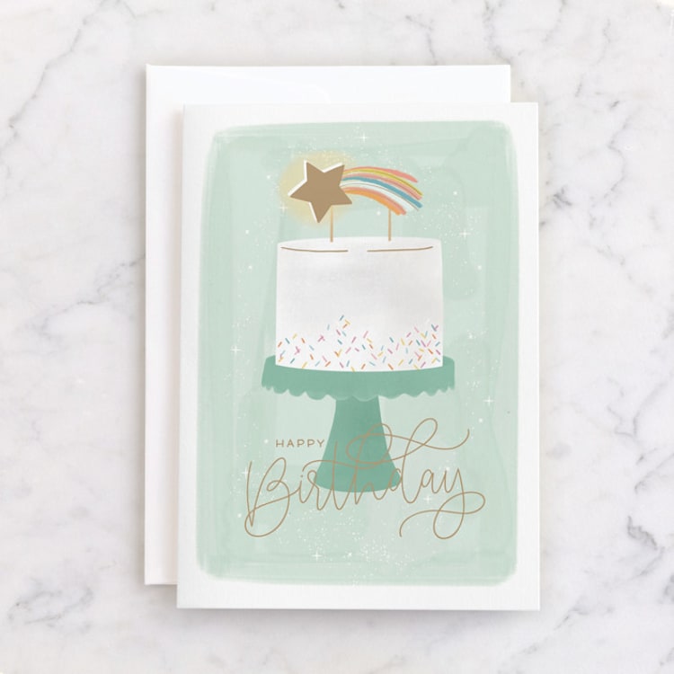 "Birthday Wishes" - Single Greeting Cards in Willow Mist by Ashley Rosenbaum - Front