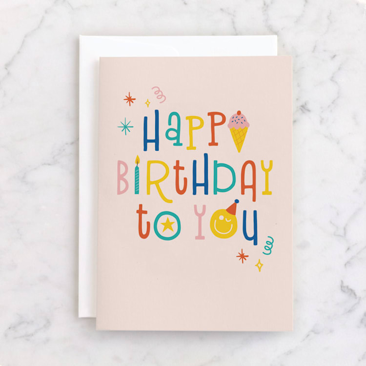 "Smile" - Single Greeting Cards in Coral by Annie Holmquist - Front