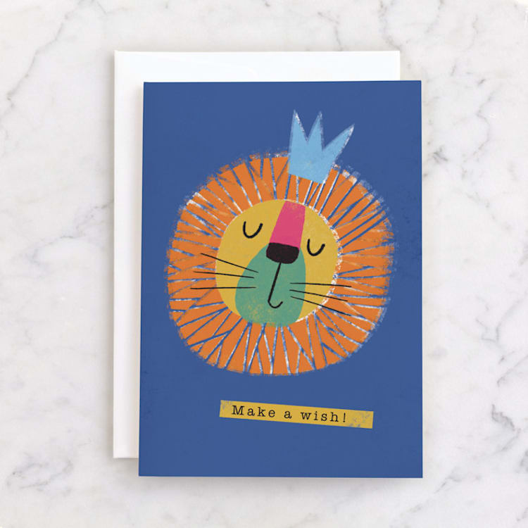 "Lion" - Single Greeting Cards in Navy by Farinaz Vaseghi - Front