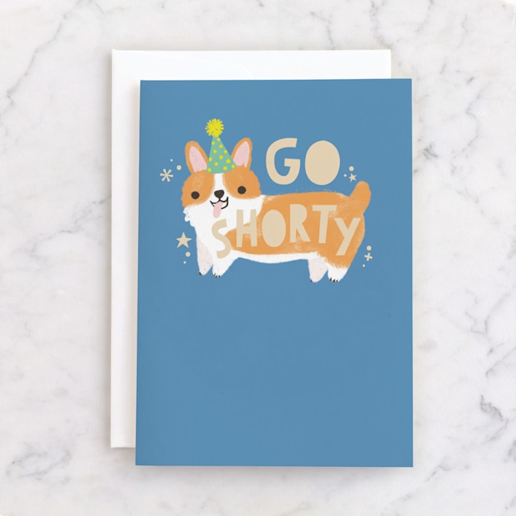 "Go Shorty" - Single Greeting Cards in Sky by Itsy Belle Studio - Front