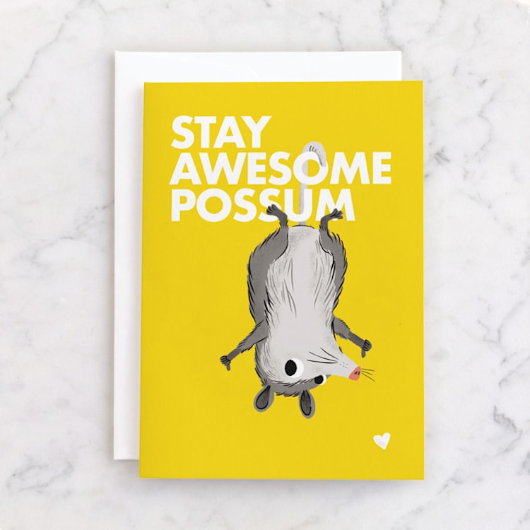 "Stay Awesome" - Single Greeting Cards in Sunflower by mo kelley - Front