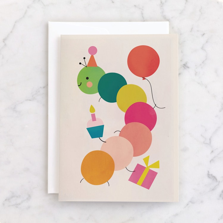 "very happy caterpillar" - Single Greeting Cards in Cotton Candy by lori jacobs wemple - Front