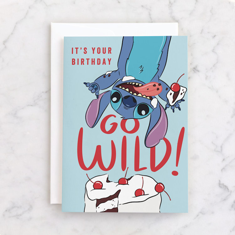 "Disney's Go Wild" - Single Greeting Cards in Aquamarine by Lauren Jinhee - Front