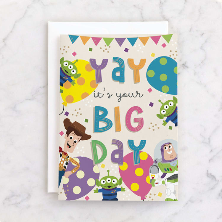 "Disney and Pixar's Birthday Adventure" - Single Greeting Cards in Festival by Oma N. Ramkhelawan - Front
